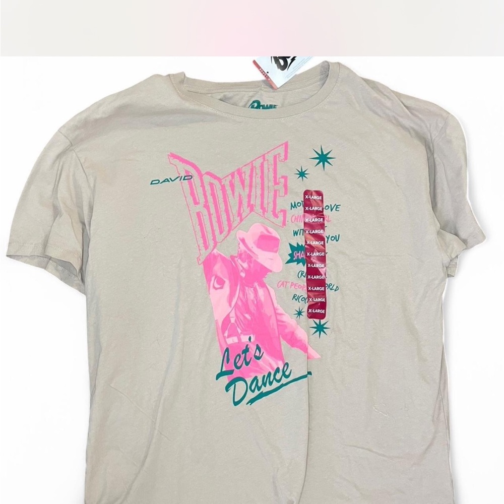 David Bowie Graphic Tee in Cream and Pink